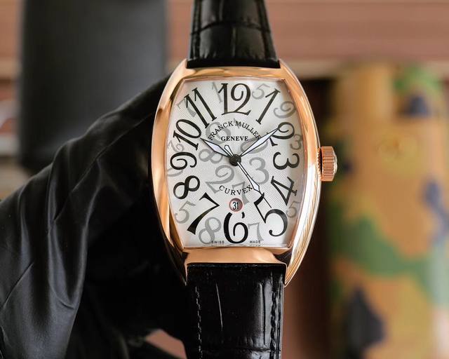 白壳 玫壳 法兰克 穆勒 Franck Muller 55*42*13Mm 全自动机械机芯 双面小牛皮原装针扣 酒桶形拱桥状壳 烈日之下 万众瞩目